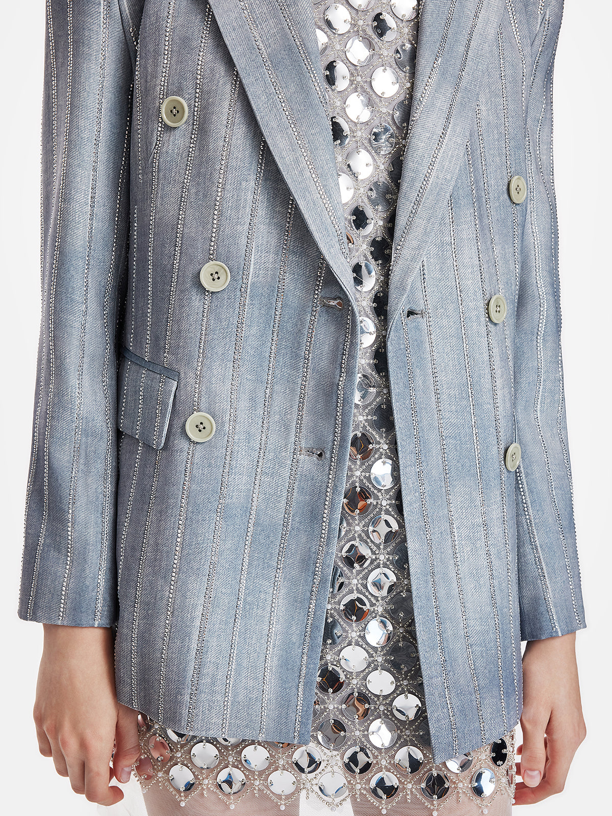 Futuristic Tie-Dye Sparkling Rhinestone Striped Suit