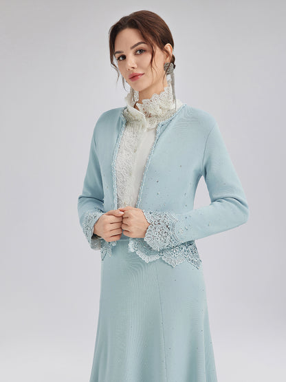 Rhinestone Lace Knit Cardigan