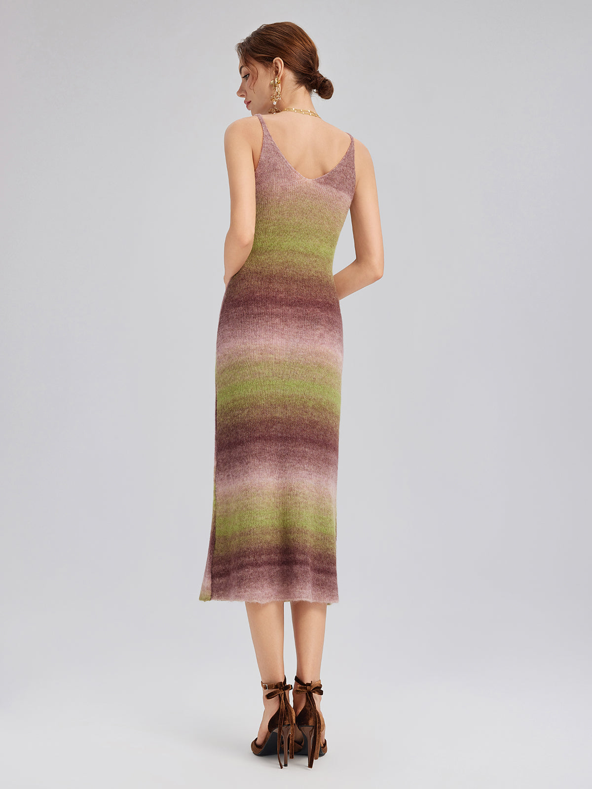 Multicolor Gradient Wool Knit Slip Dress
