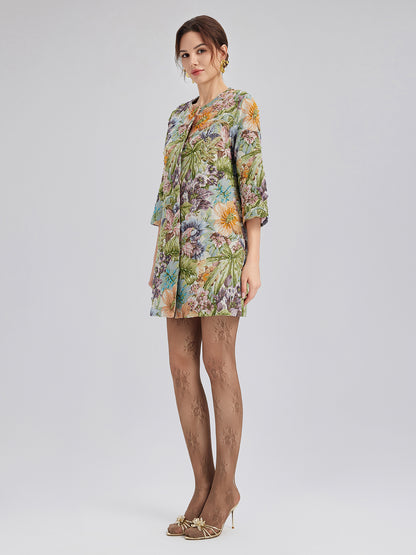 Hand-Beaded 3D Floral H-Line Jacket