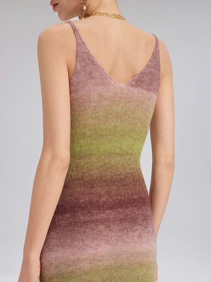 Multicolor Gradient Wool Knit Slip Dress