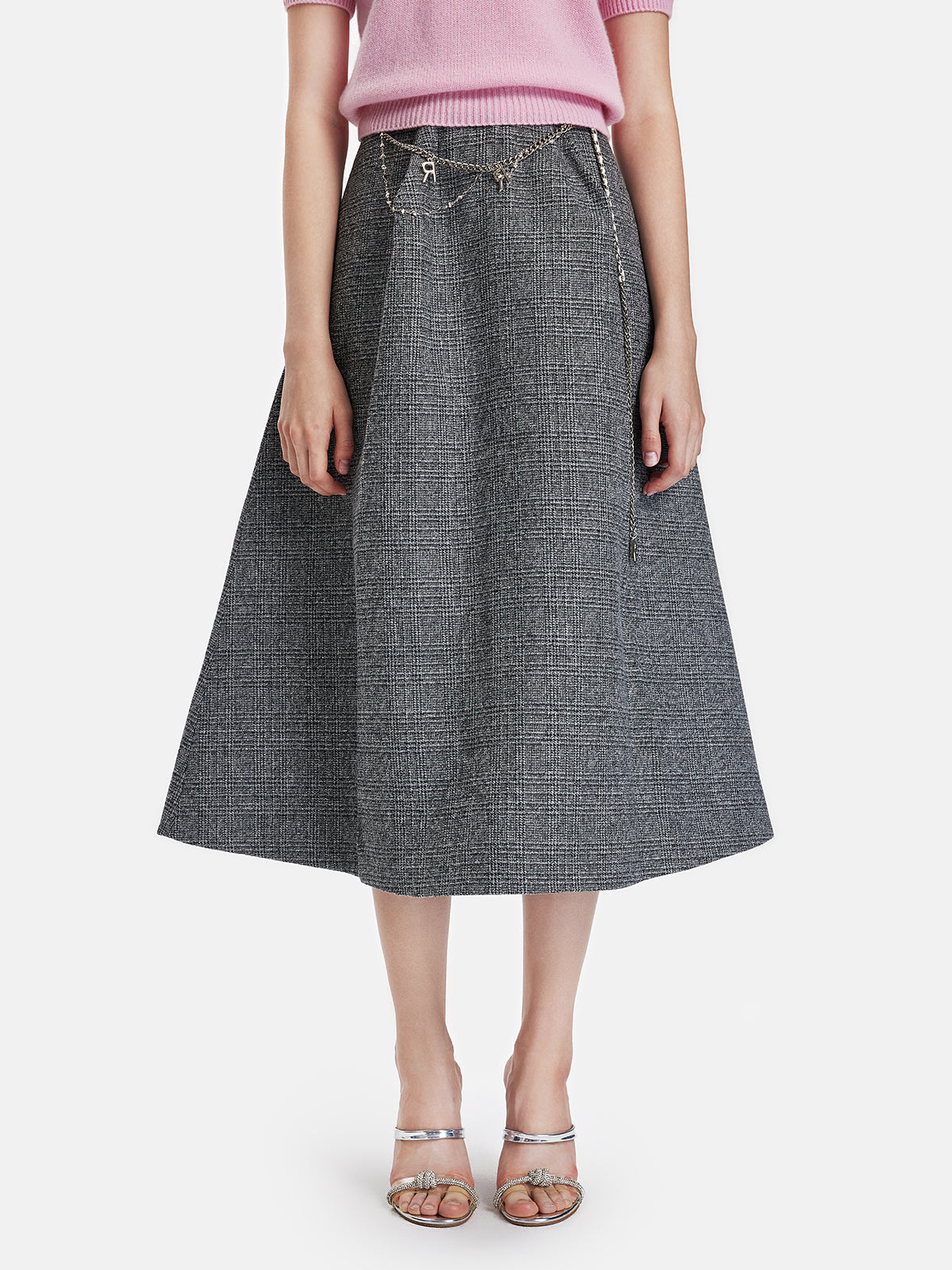 Classic A-Line Skirt With Waist Chain