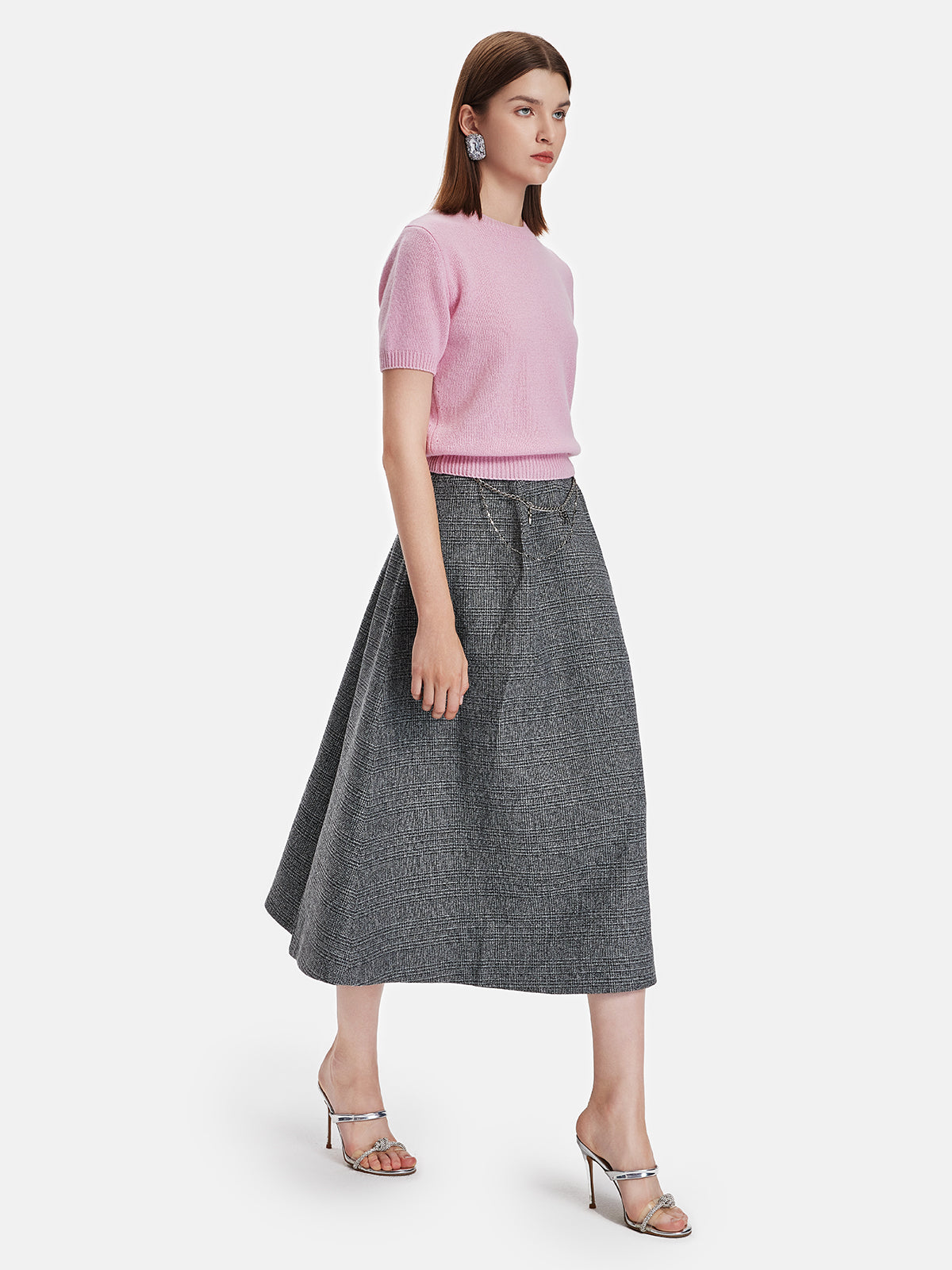 Classic A-Line Skirt With Waist Chain