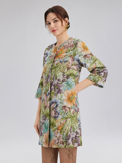 Hand-Beaded 3D Floral H-Line Jacket