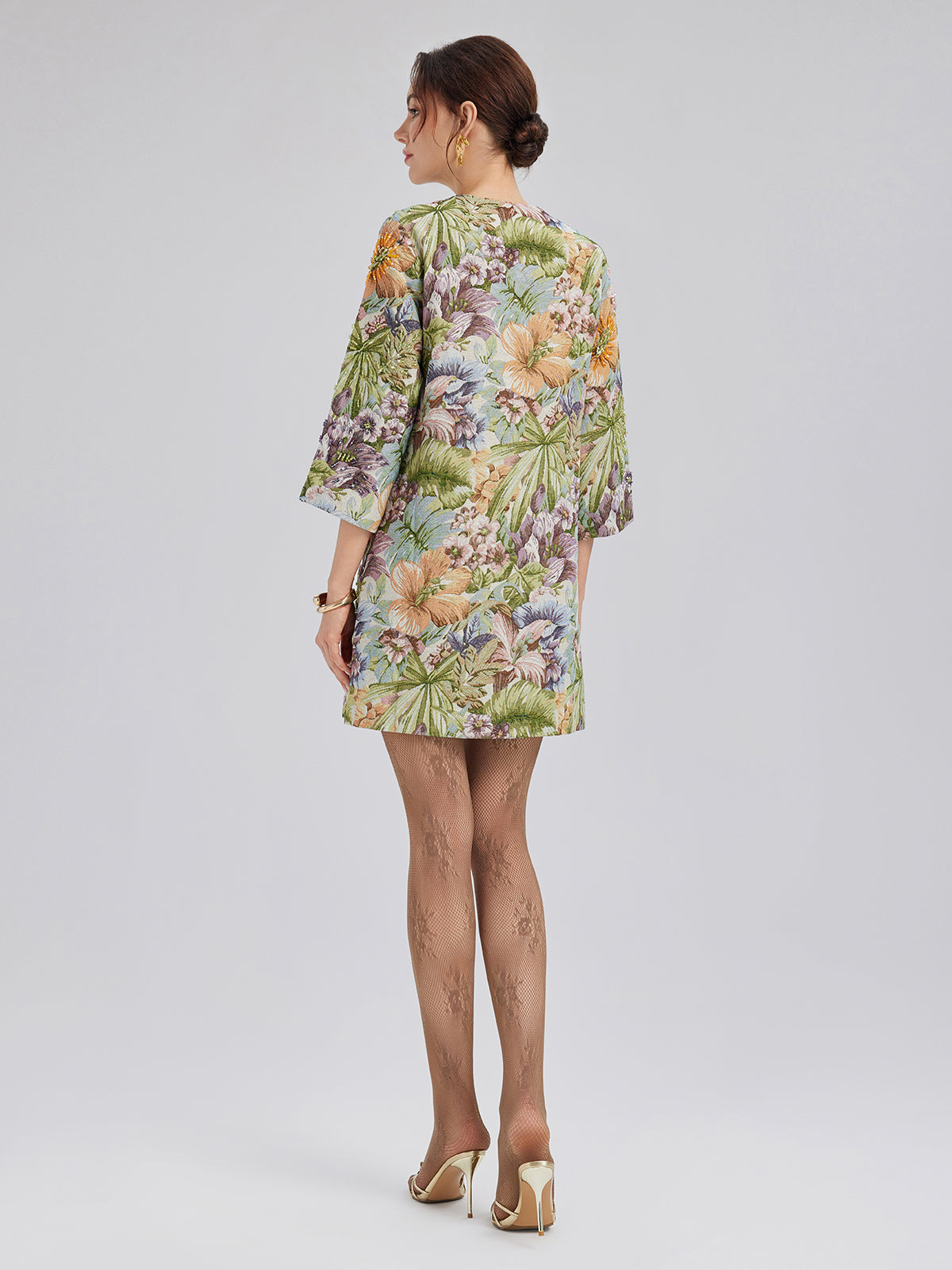 Hand-Beaded 3D Floral H-Line Jacket