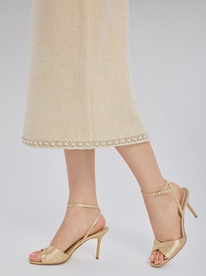 Rhinestone Beaded Stretch Knit Skirt