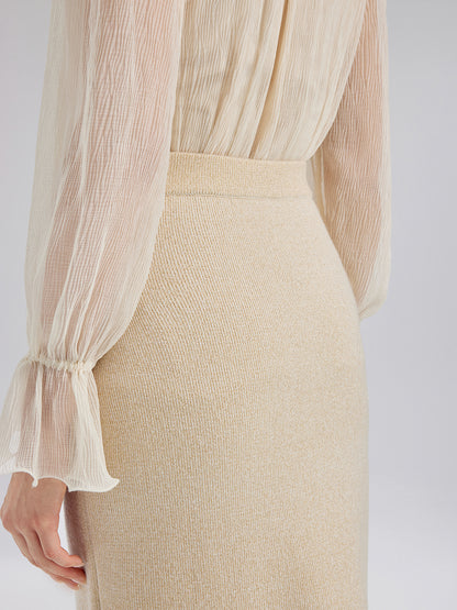 Rhinestone Beaded Stretch Knit Skirt