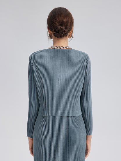 Pleated Knit Beaded Suit Set