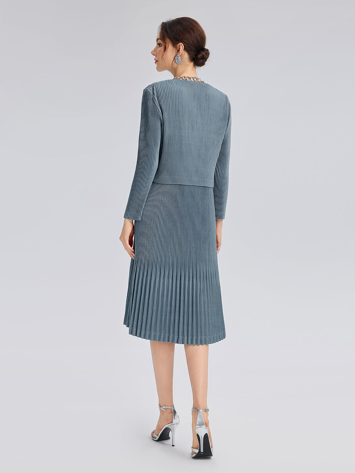 Pleated Knit Beaded Suit Set