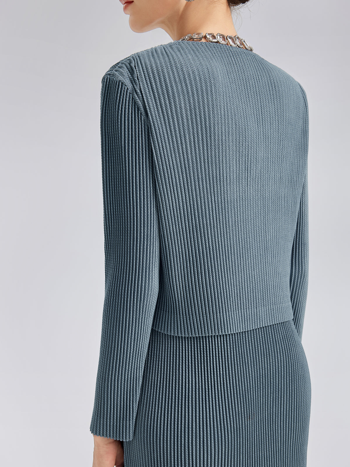 Pleated Knit Beaded Suit Set