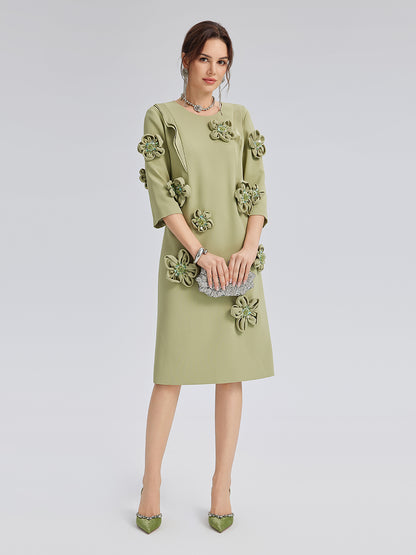 Hand-Sewn Beaded 3D Floral Dress