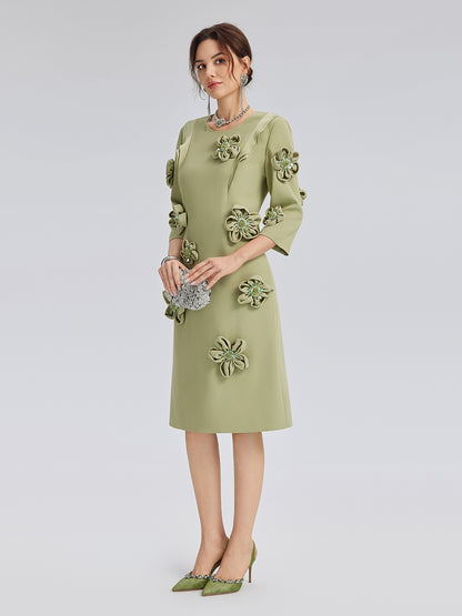 Hand-Sewn Beaded 3D Floral Dress