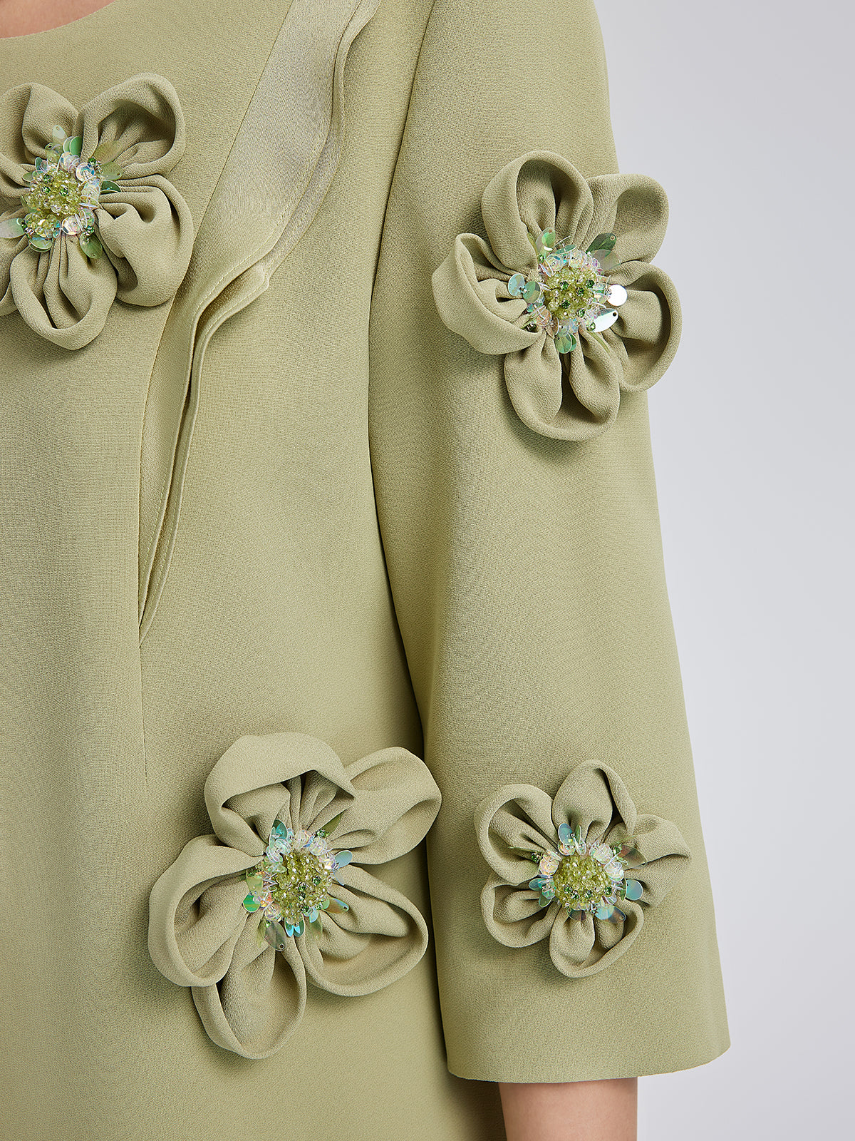 Hand-Sewn Beaded 3D Floral Dress