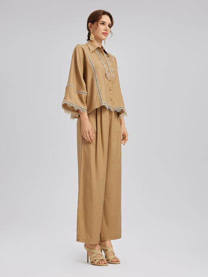 Baroque Lace-Trim Linen Shirt