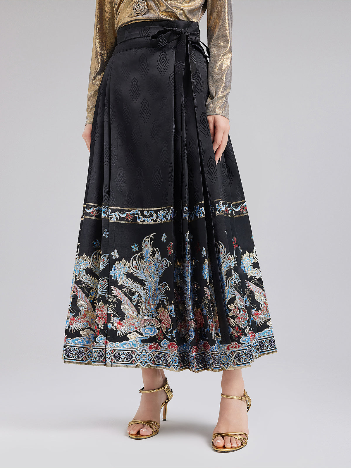 Elegant Chinese Style Pleated Skirt