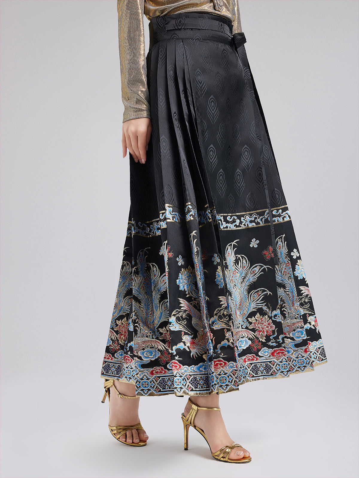 Elegant Chinese Style Pleated Skirt