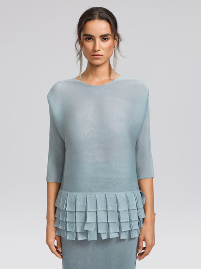 Pleated Textured Scallop-Trimmed Set