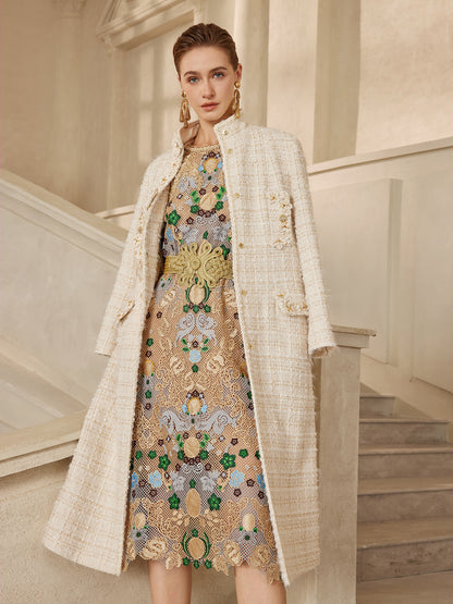 Hand-Beaded Baroque Embroidered Eyelet Dress