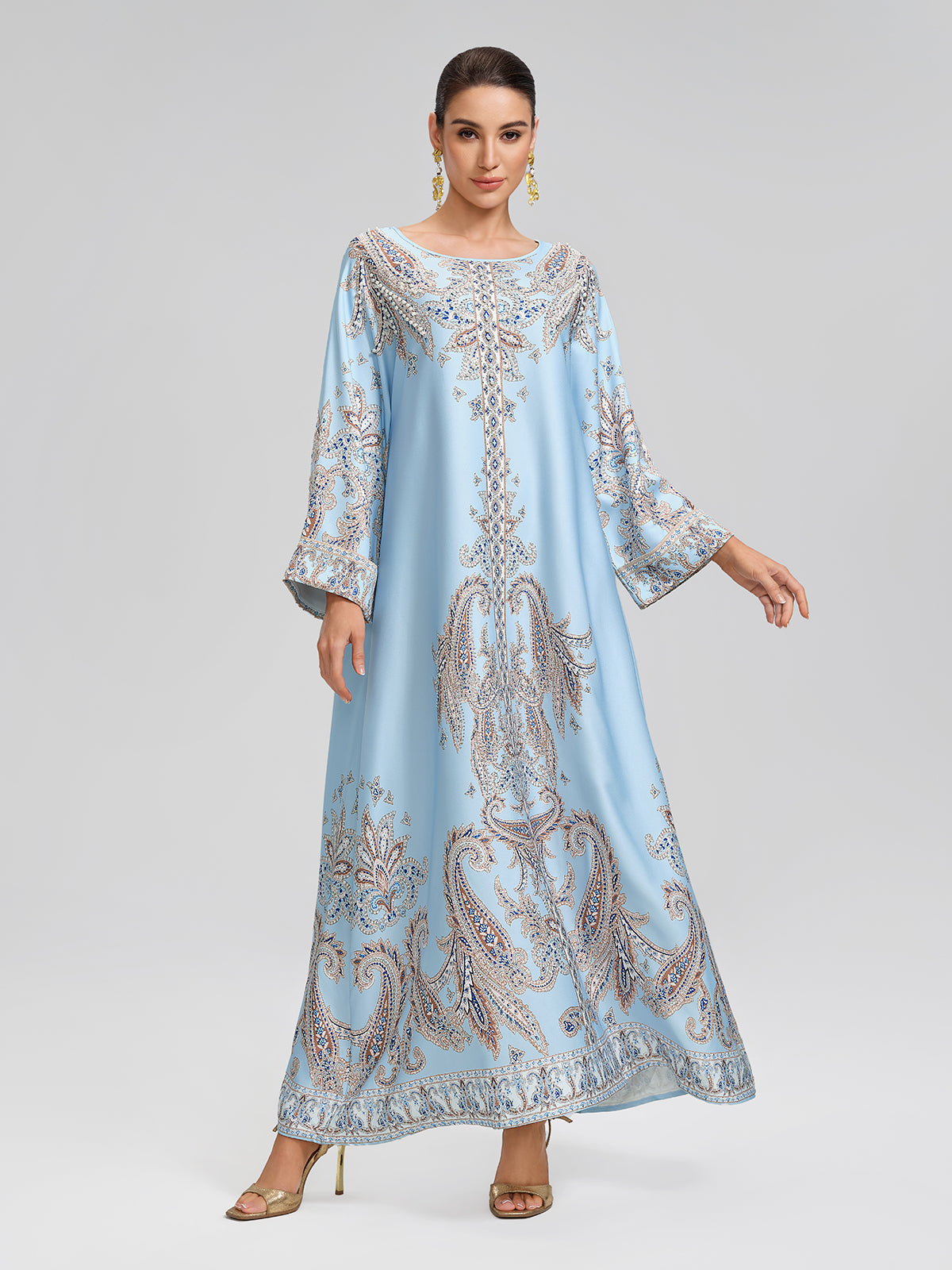 Paisley Hand-Beaded Relaxed Maxi Dress