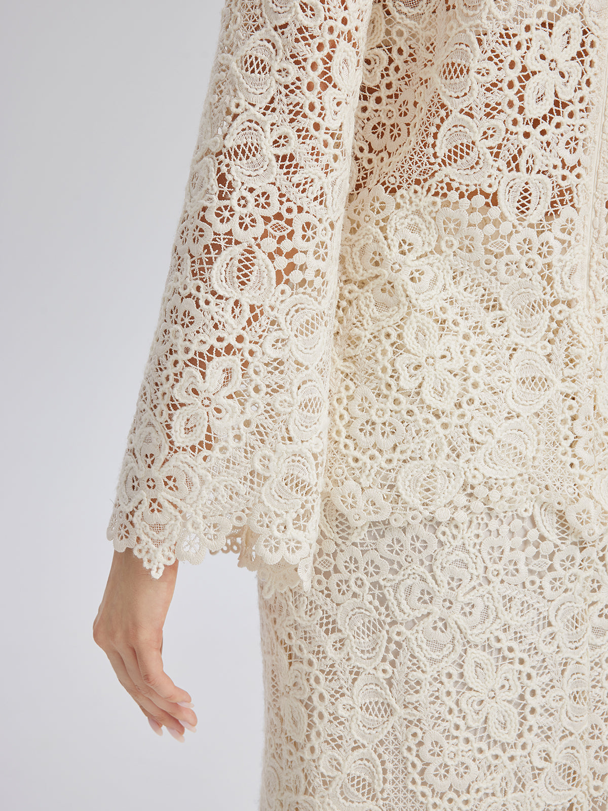 Intricate Embroidered Lace Pearl Top