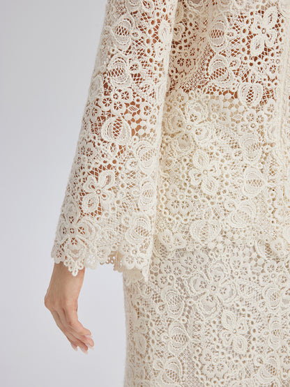 Intricate Embroidered Lace Pearl Top