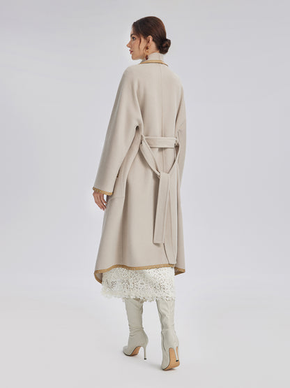 Irregular Silhouette Mid-Length Wool Coat (100% Wool)