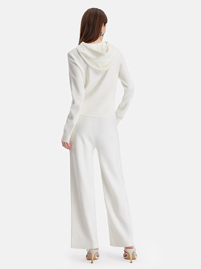 Luxurious Wool Side-Pocket Wide-Leg Trousers