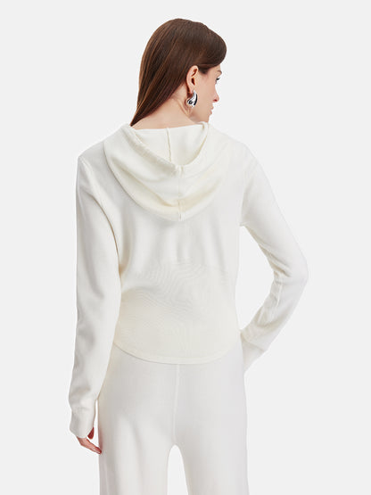 Luxurious Wool Hooded Drawstring Top