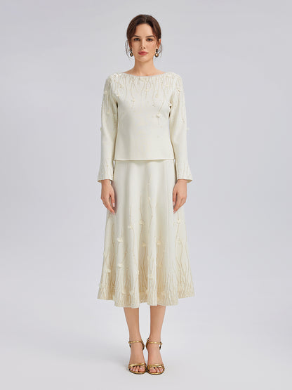 Rhinestone Beaded Wool Knit Top