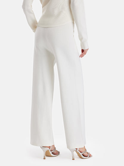 Luxurious Wool Side-Pocket Wide-Leg Trousers