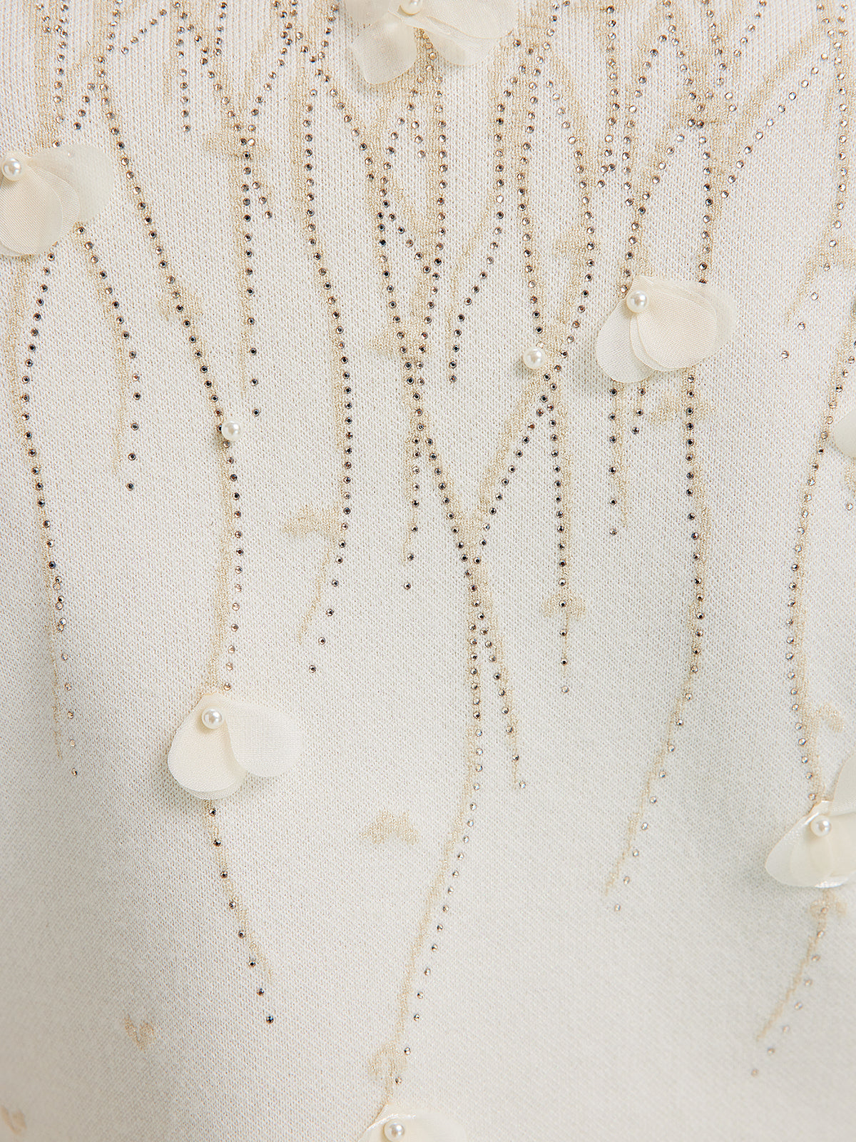 Rhinestone Beaded Wool Knit Top