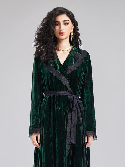 Luxury Reversible Velvet Lace Trench Coat