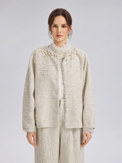 Hand-Sewn Pearl Textured Jacket