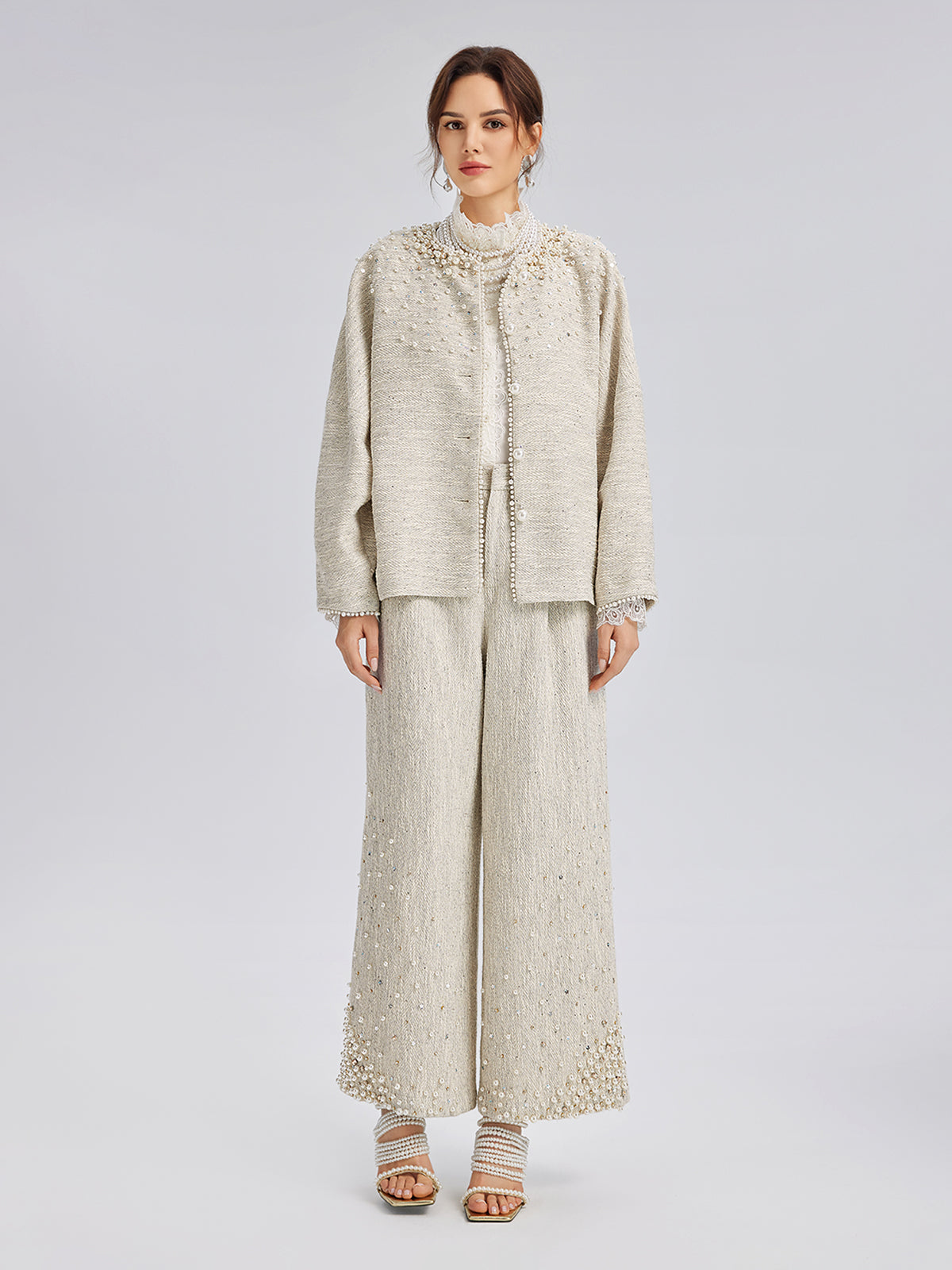 Hand-Sewn Pearl Textured Jacket