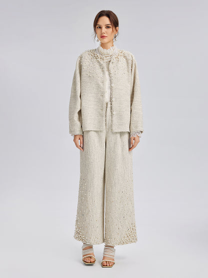 Hand-Sewn Pearl Textured Jacket