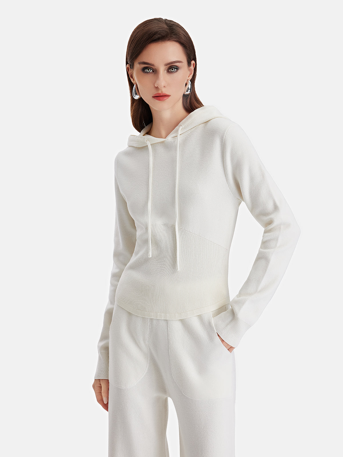 Luxurious Wool Hooded Drawstring Top