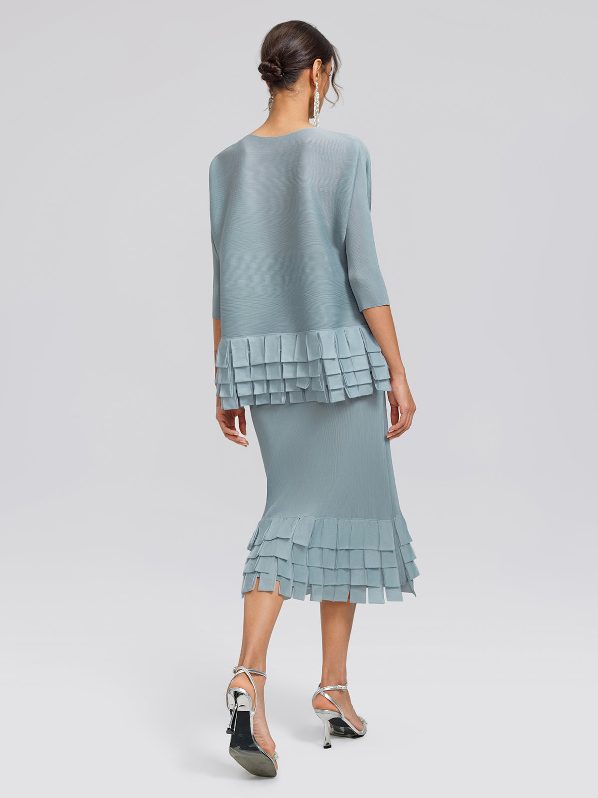 Final Sale | Pleated Textured Scallop-Trimmed Set
