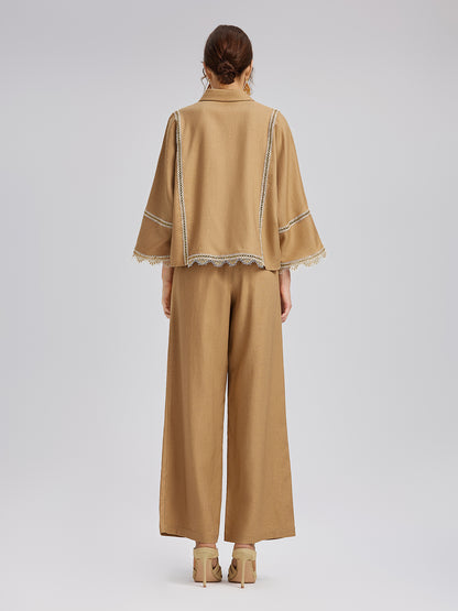 Baroque Lace-Trim Linen Shirt