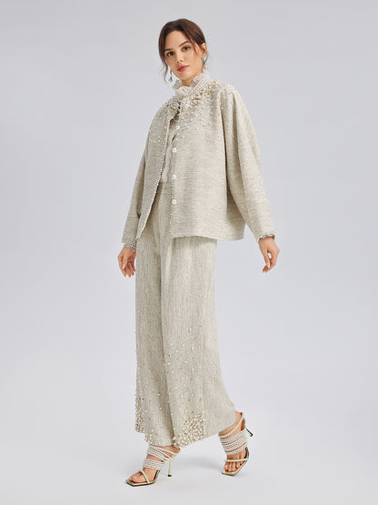 Hand-Sewn Pearl Textured Jacket