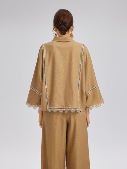 Baroque Lace-Trim Linen Shirt