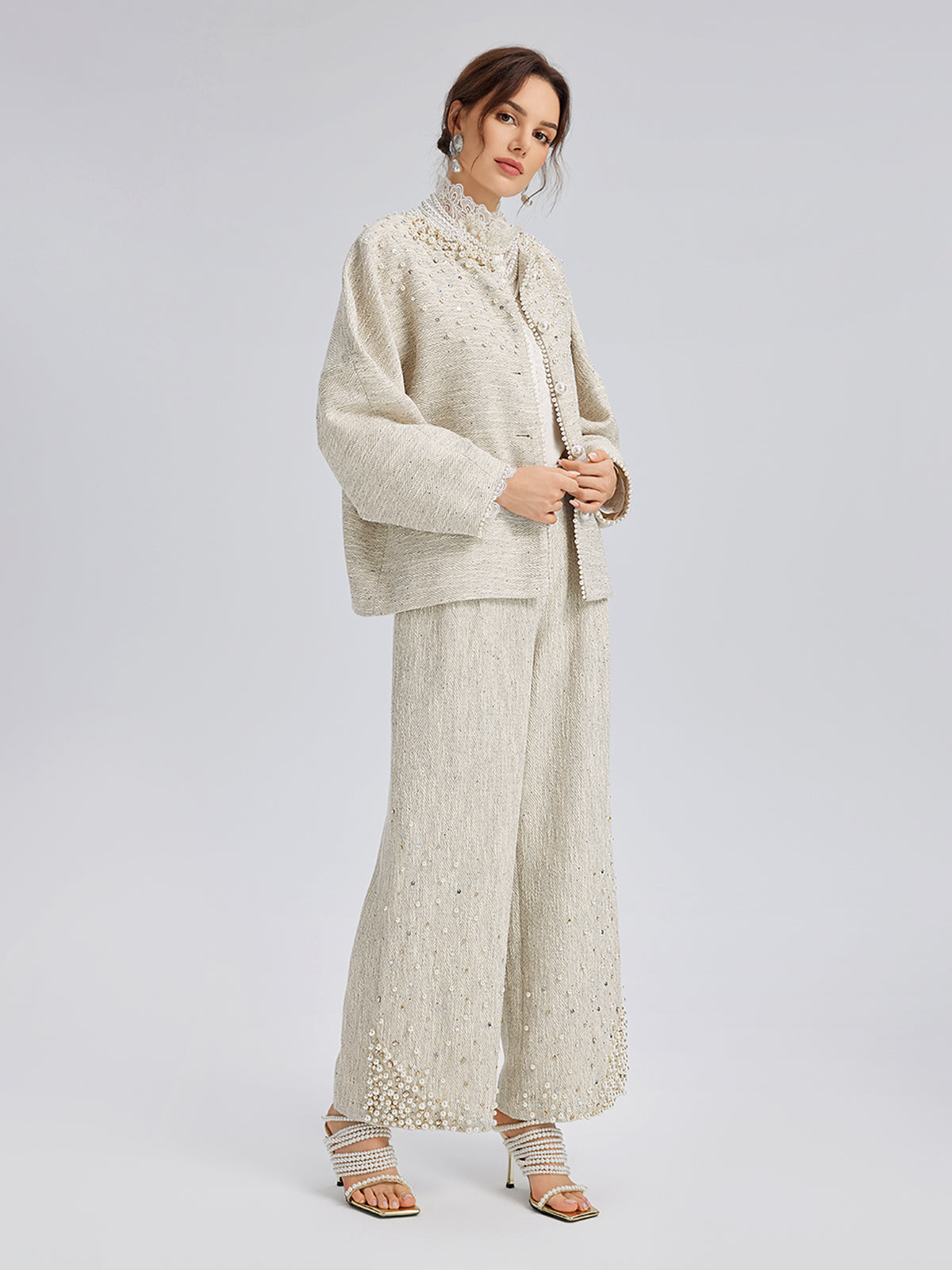 Hand-Sewn Pearl Textured Jacket