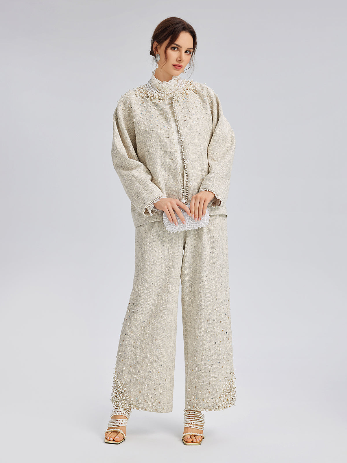 Hand-Sewn Pearl Textured Jacket