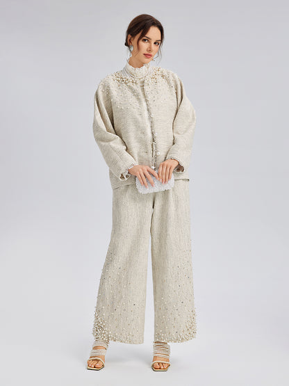 Hand-Sewn Pearl Textured Jacket