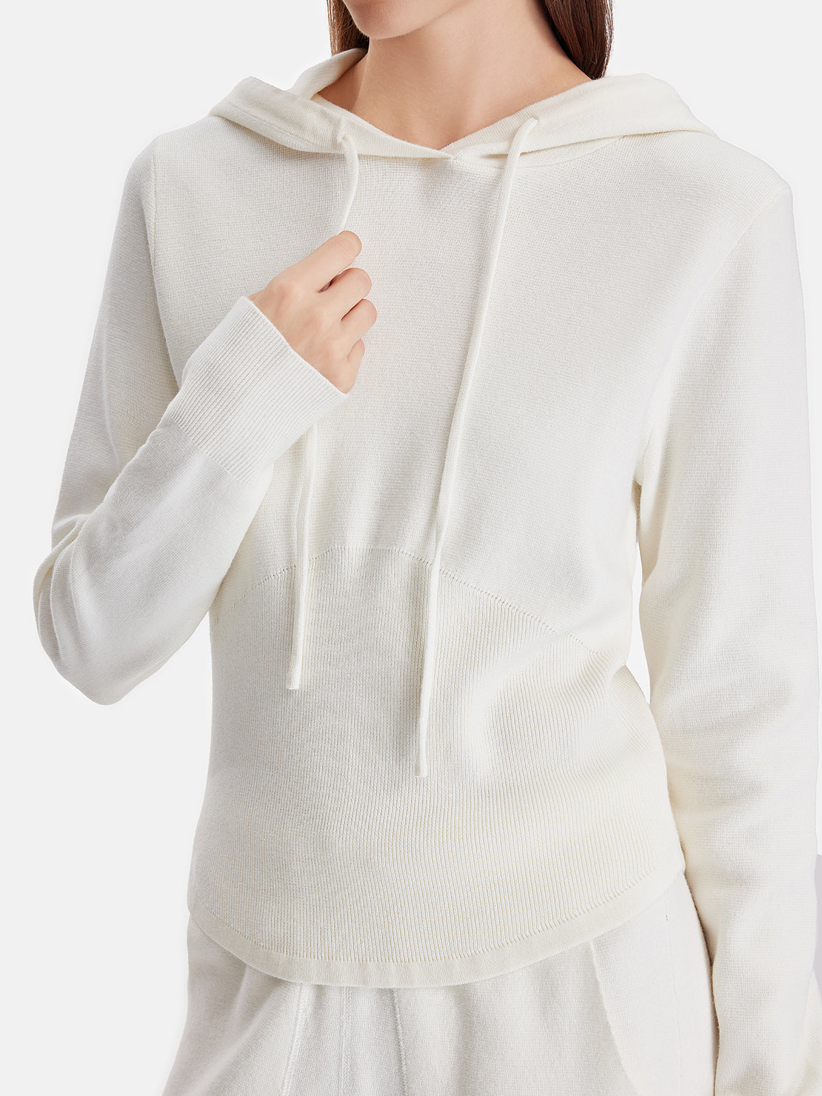 Luxurious Wool Hooded Drawstring Top