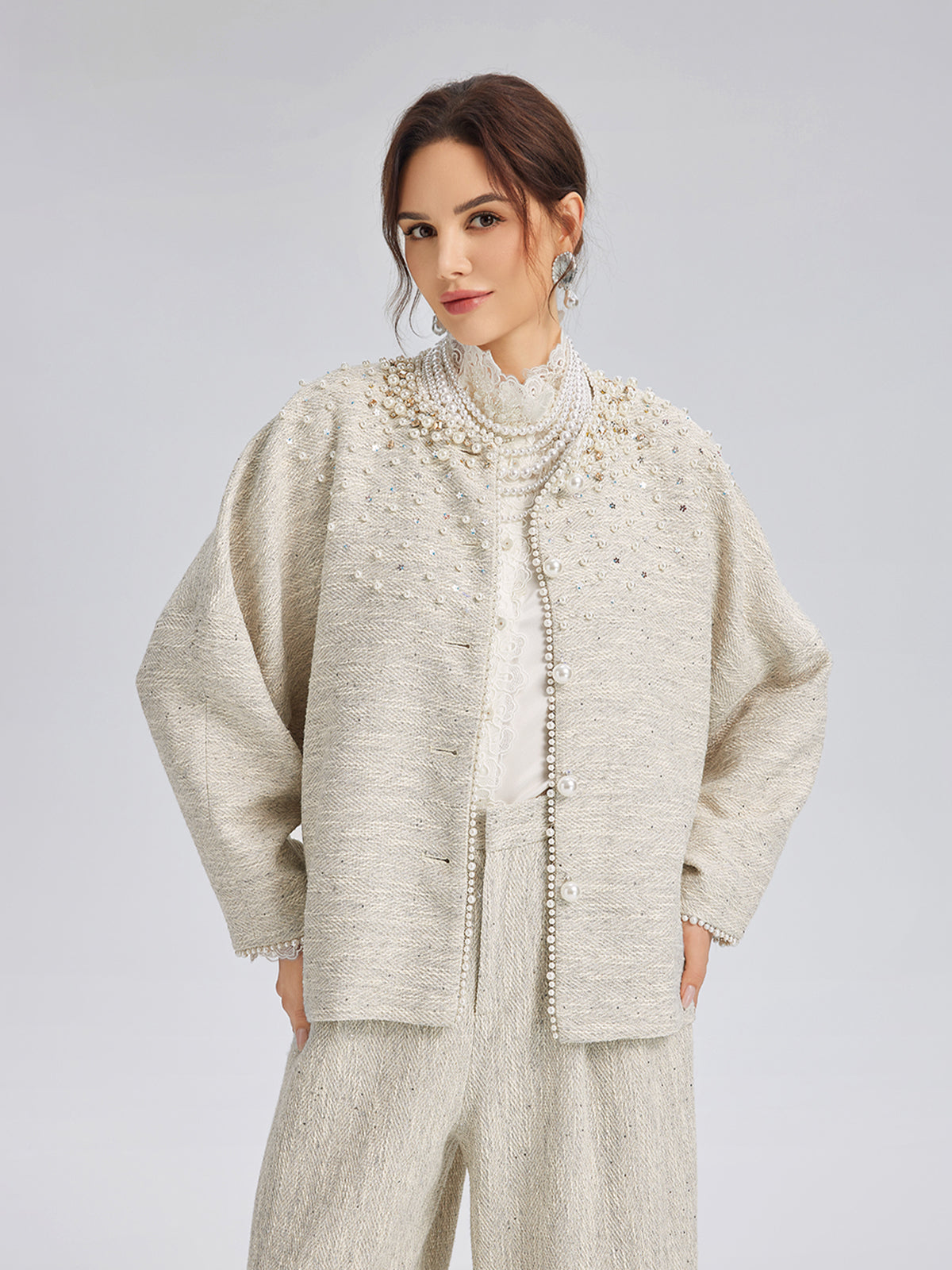 Final Sale | Hand-Sewn Pearl Textured Jacket