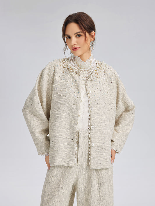 Hand-Sewn Pearl Textured Jacket