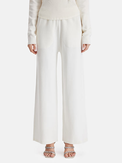 Luxurious Wool Side-Pocket Wide-Leg Trousers