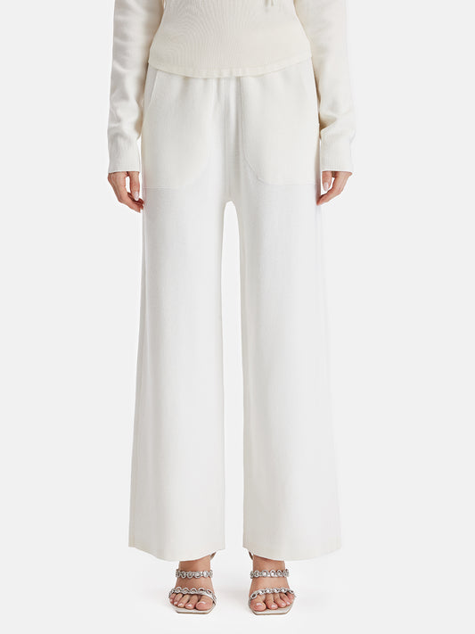 Luxurious Wool Side-Pocket Wide-Leg Trousers