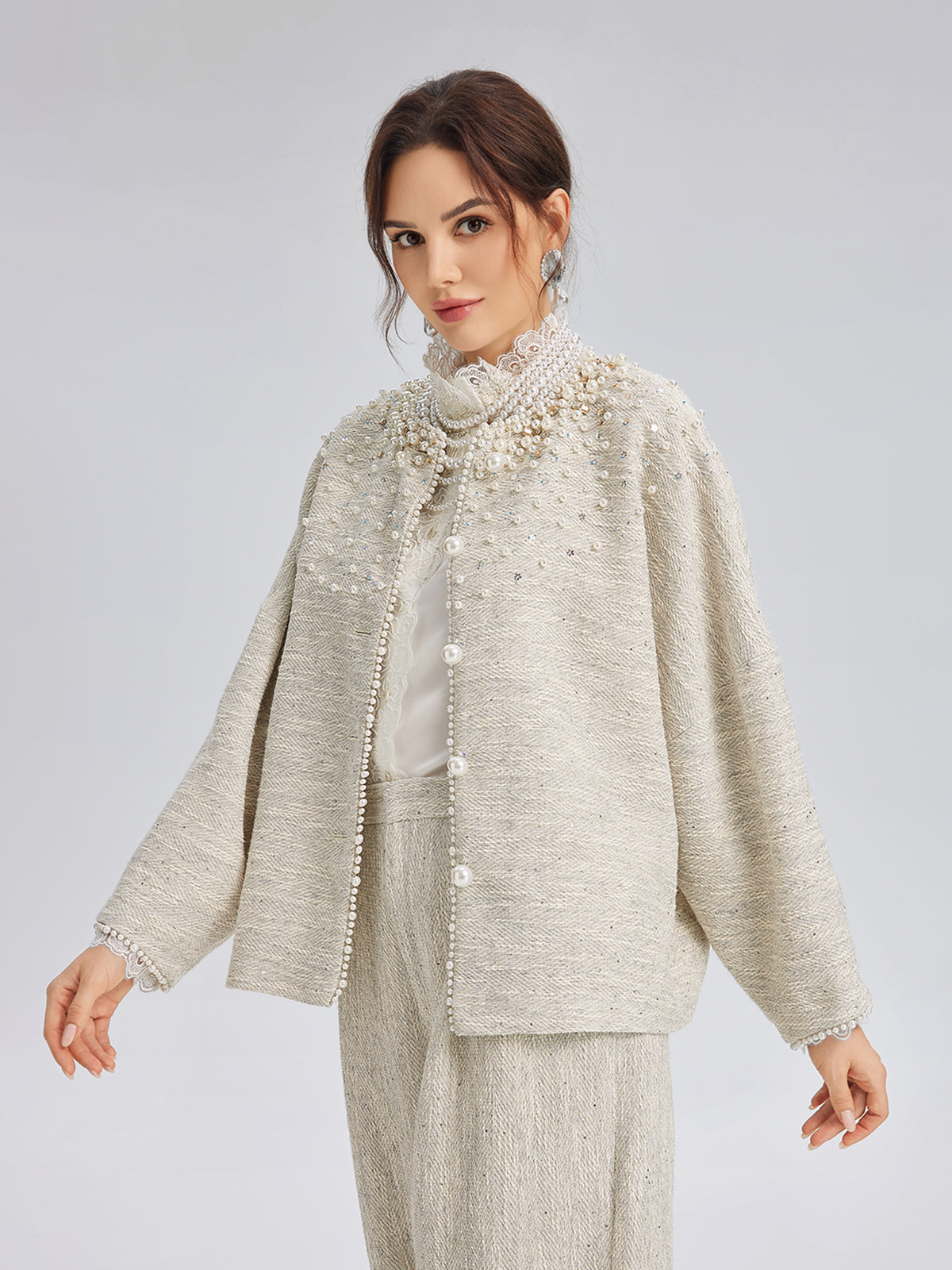 Hand-Sewn Pearl Textured Jacket