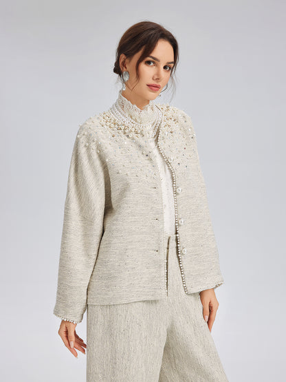 Hand-Sewn Pearl Textured Jacket